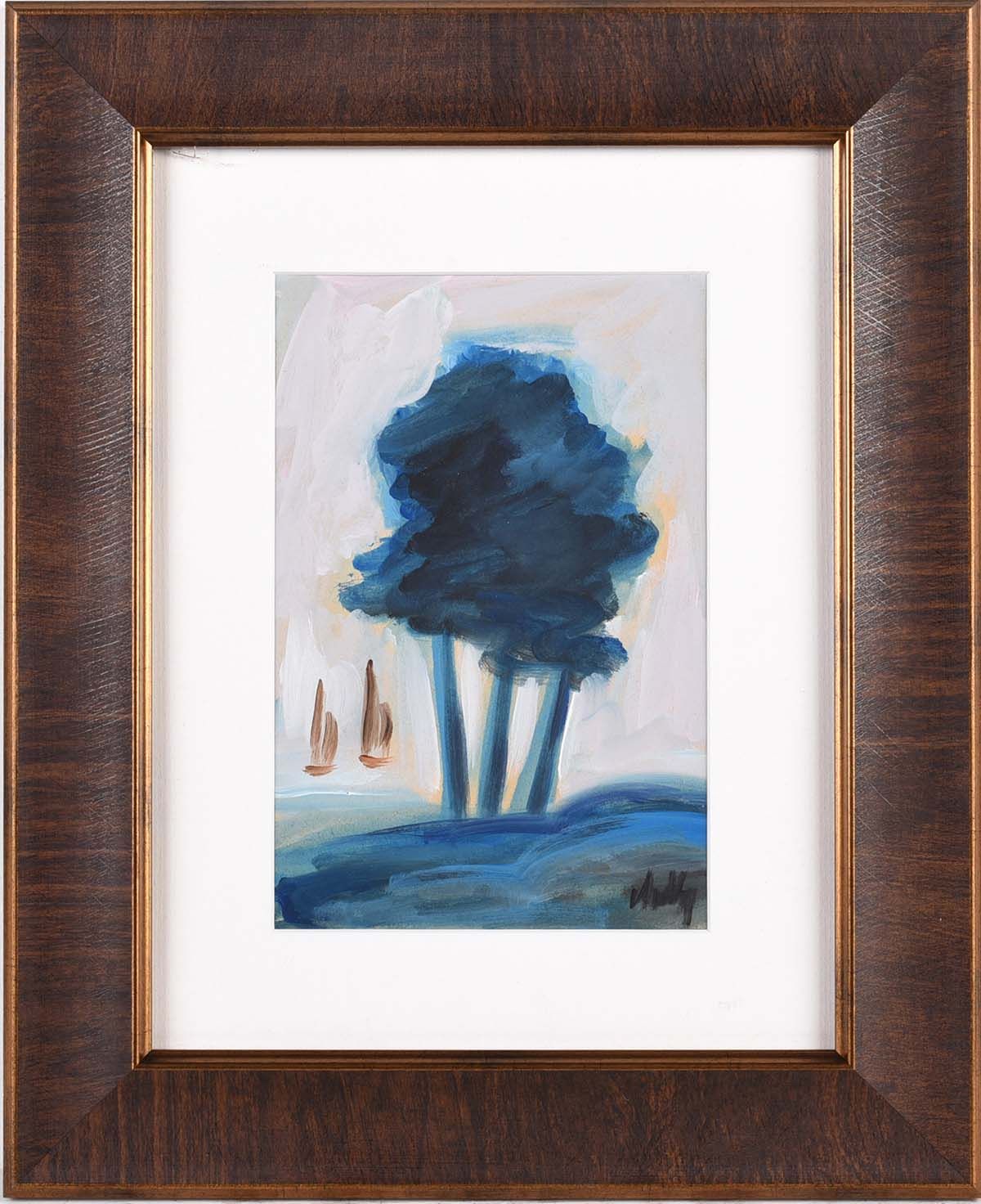 THREE TREES WITH DISTANT BOATS by Markey Robinson at Ross's Online Art Auctions