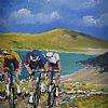 CYCLISTS RACING AT TRA NA ROSSAN ATLANTIC DRIVE by Sean Lorinyenko at Ross's Online Art Auctions