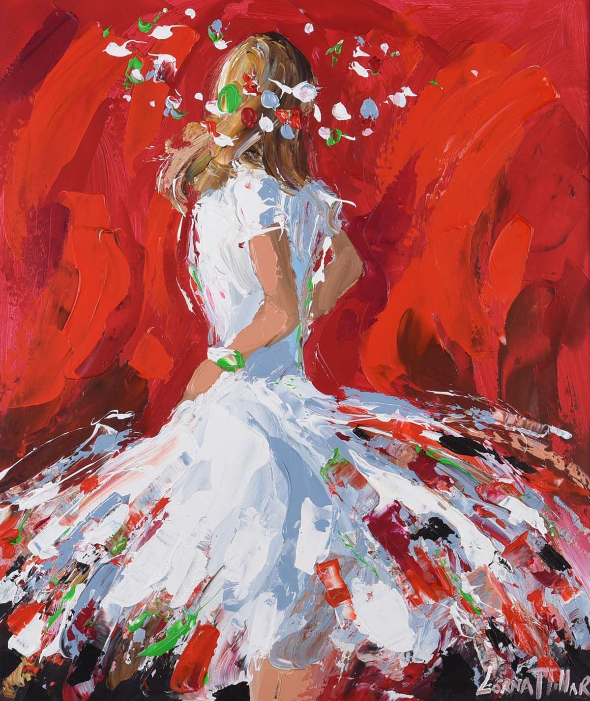 DANCER ON RED by Lorna Millar at Ross's Online Art Auctions