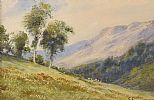 SHEEP GRAZING IN A VALLEY by C. Godwin at Ross's Online Art Auctions