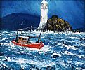 RAGING SEA AT FASTNET LIGHTHOUSE by Sean Loughrey at Ross's Online Art Auctions