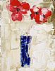 STILL LIFE, RED FLOWERS IN A BLUE VASE by Colin Flack at Ross's Online Art Auctions