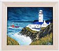 RED BOAT AT FANAD LIGHTHOUSE by Sean Loughrey at Ross's Online Art Auctions