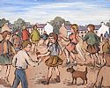 CHILDREN IN THE VILLAGE SQUARE by Gladys Maccabe HRUA at Ross's Online Art Auctions