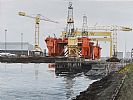 OIL RIG AT HARLAND & WOLFF, BELFAST by Arnold Gardner at Ross's Online Art Auctions