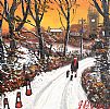 SNOWY LANE WALK TO THE VILLAGE by James Downie at Ross's Online Art Auctions