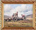 STACKING TURF IN THE GLENS by Charles McAuley at Ross's Online Art Auctions