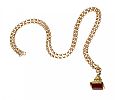 9CT GOLD CHAIN AND GOLD-TONE AGATE FOB at Ross's Online Art Auctions