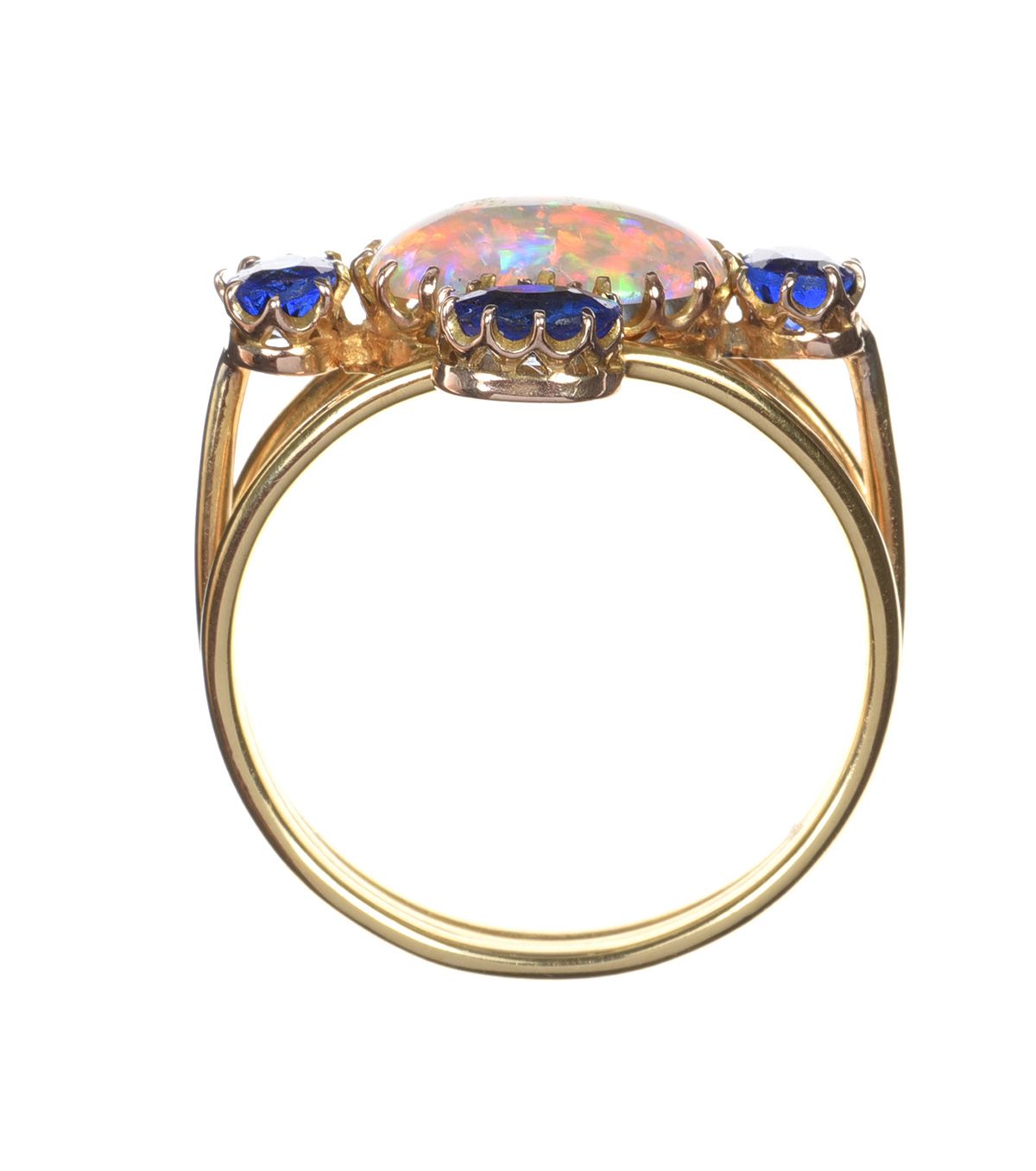 9CT GOLD OPAL AND BLUE STONE RING at Ross's Online Art Auctions