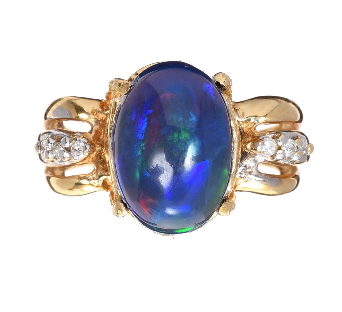 14CT GOLD OPAL & DIAMOND RING at Ross's Online Art Auctions