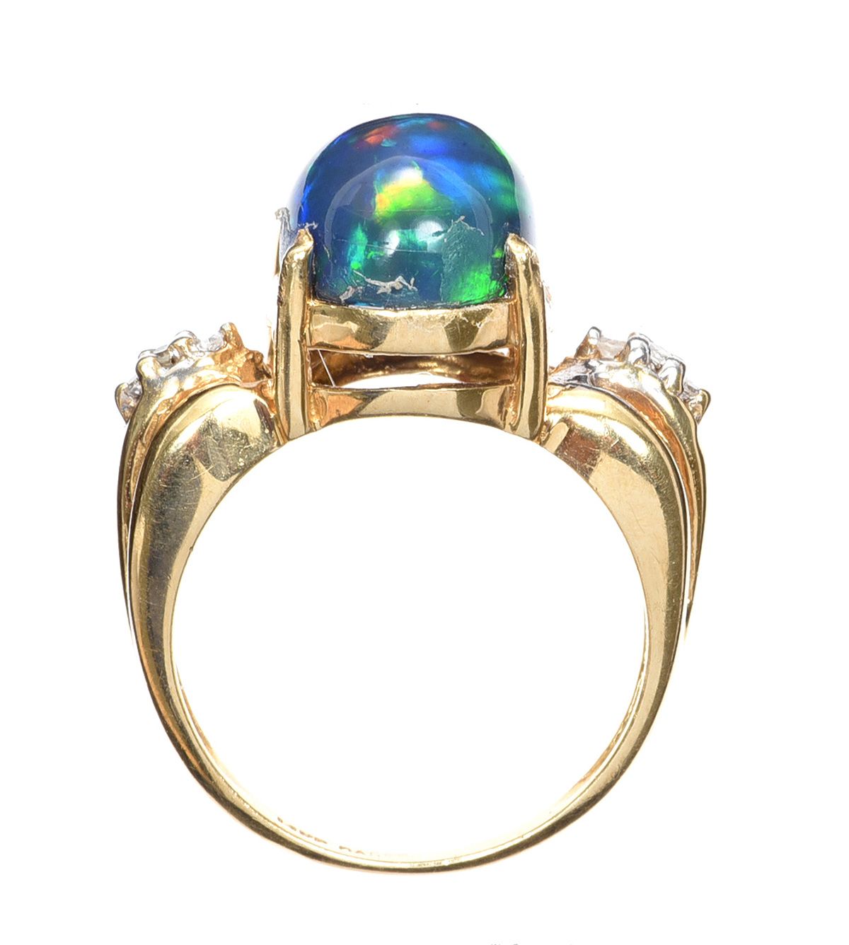 14CT GOLD OPAL & DIAMOND RING at Ross's Online Art Auctions