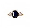 GOLD-TONE SAPPHIRE AND DIAMOND RING at Ross's Online Art Auctions