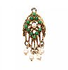 GOLD-TONE PEARL & GREEN STONE PENDANT at Ross's Online Art Auctions