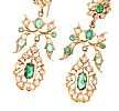GOLD-TONE EMERALD & DIAMOND EARRINGS at Ross's Online Art Auctions