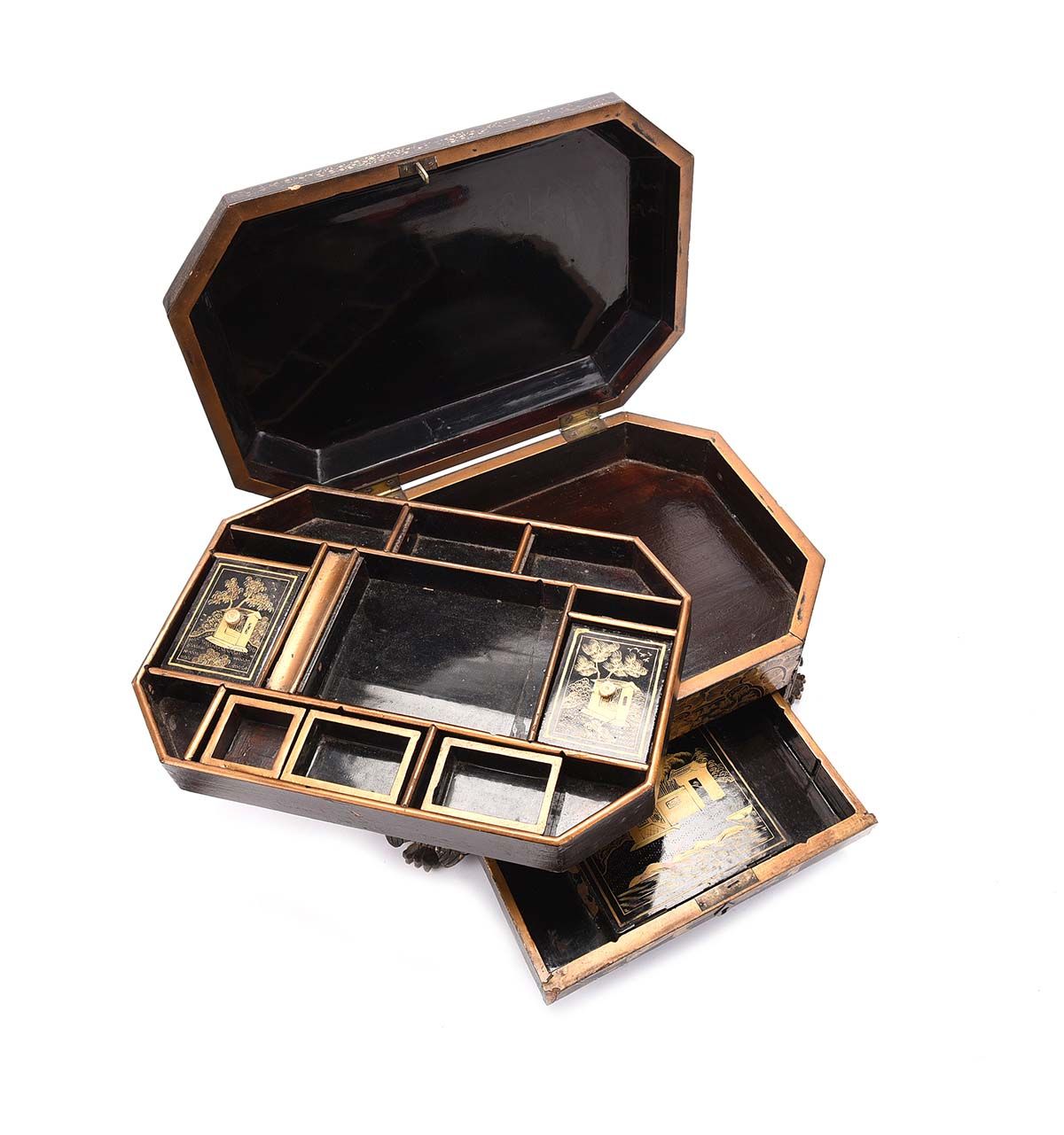 CHINESE LACQUERED SEWING BOX at Ross's Online Art Auctions