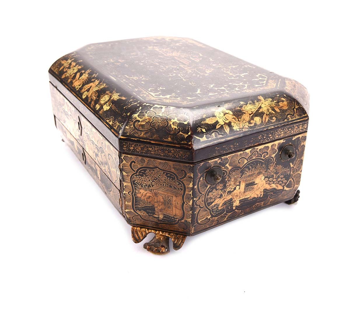 CHINESE LACQUERED SEWING BOX at Ross's Online Art Auctions