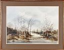 BIRCHES IN THE FLOOD by Phyllis Del Vecchio at Ross's Online Art Auctions