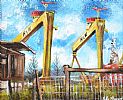HARLAND & WOLFF FROM THE AIRPORT ROAD by John Stewart at Ross's Online Art Auctions