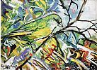 ABSTRACT GREENFINCH by Andy Saunders at Ross's Online Art Auctions