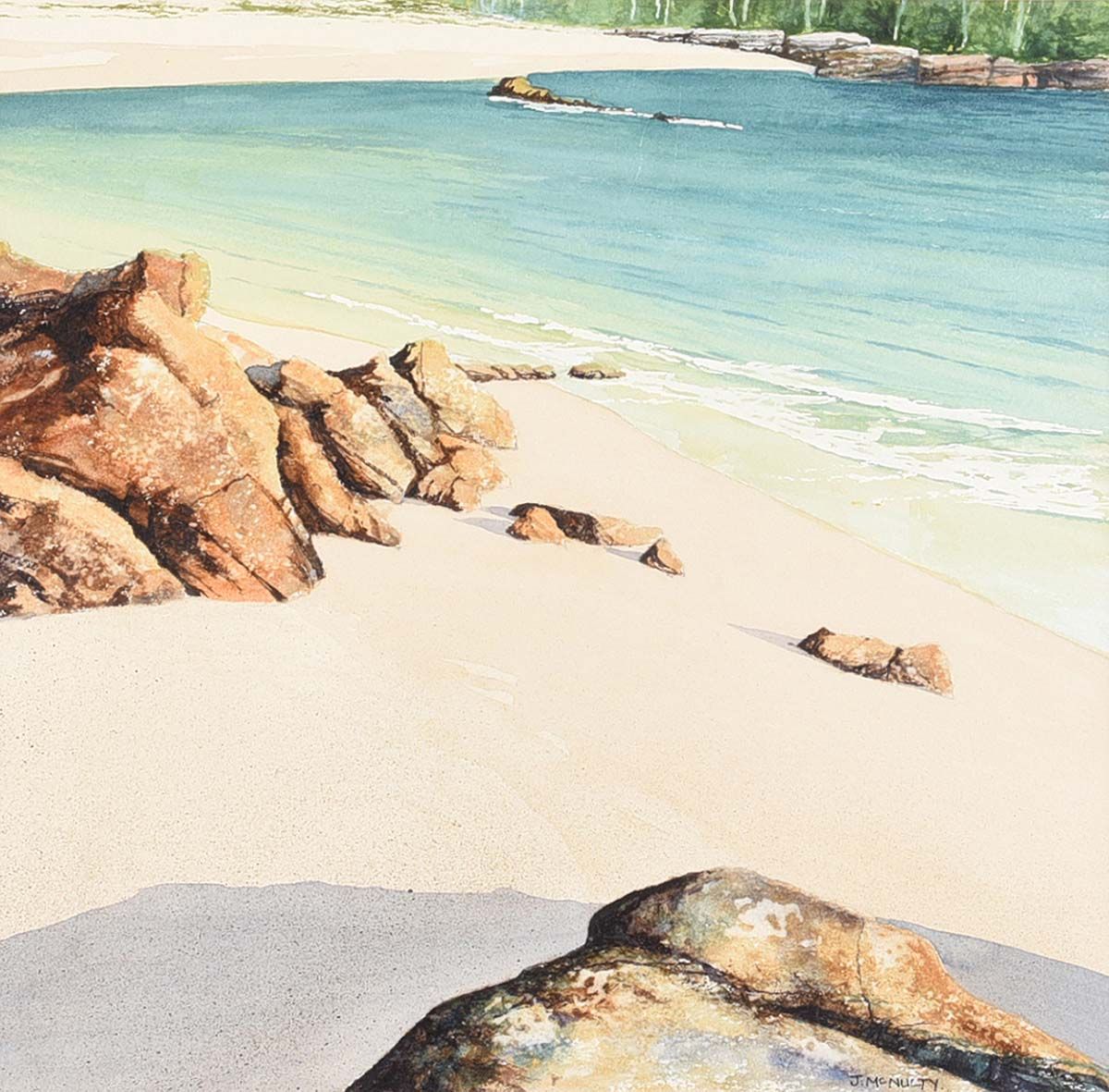 ROCKS ON THE BEACH by James McNulty at Ross's Online Art Auctions