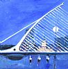 MOONLIGHT OVER THE SAMUEL BECKETT CABLED BRIDGE DUBLIN by Sean Lorinyenko at Ross's Online Art Auctions