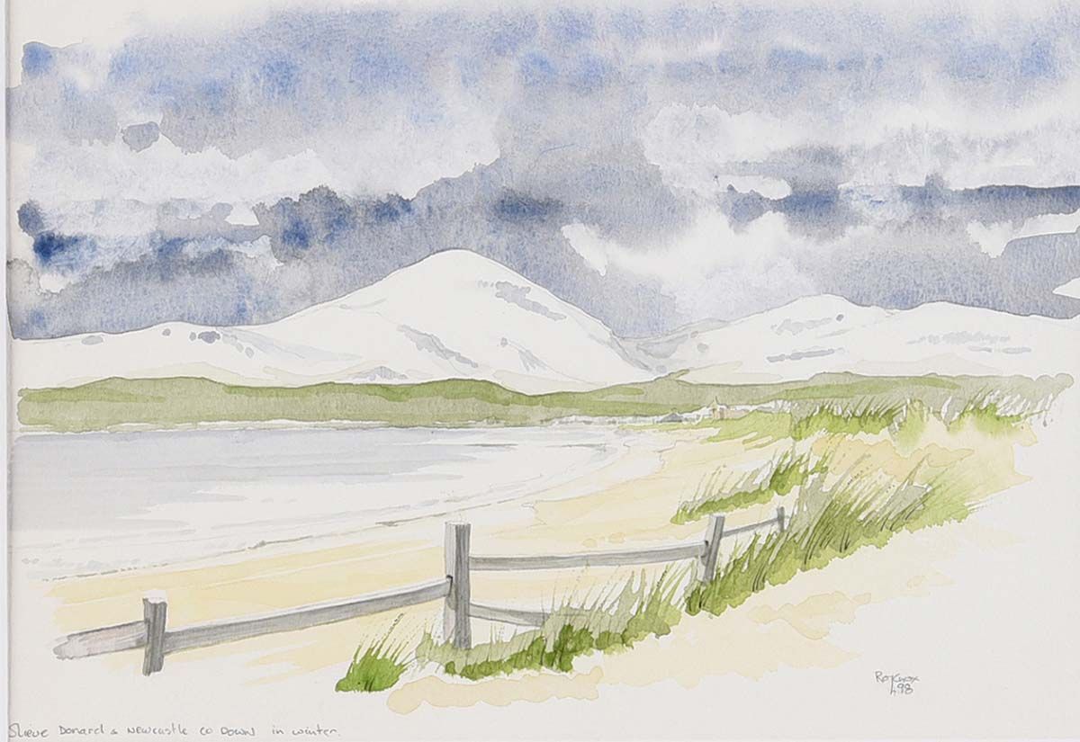 SLIEVE DONARD & NEWCASTLE COUNTY DOWN IN WINTER by Roy Knox at Ross's Online Art Auctions