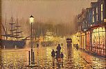 STREET BY THE DOCKS by John Bampfield at Ross's Online Art Auctions