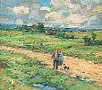 COUPLE ON A COUNTRY ROAD by Jack Cudworth at Ross's Online Art Auctions
