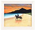 SUNSET RIDER ON MURLOUGH BEACH by Sean Loughrey at Ross's Online Art Auctions
