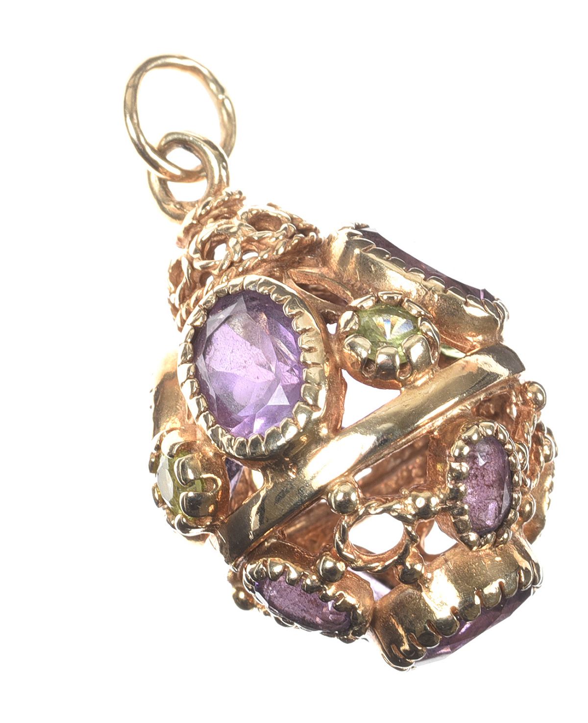 9CT GOLD AMETHYST & PERIDOT ORB PENDANT at Ross's Online Art Auctions