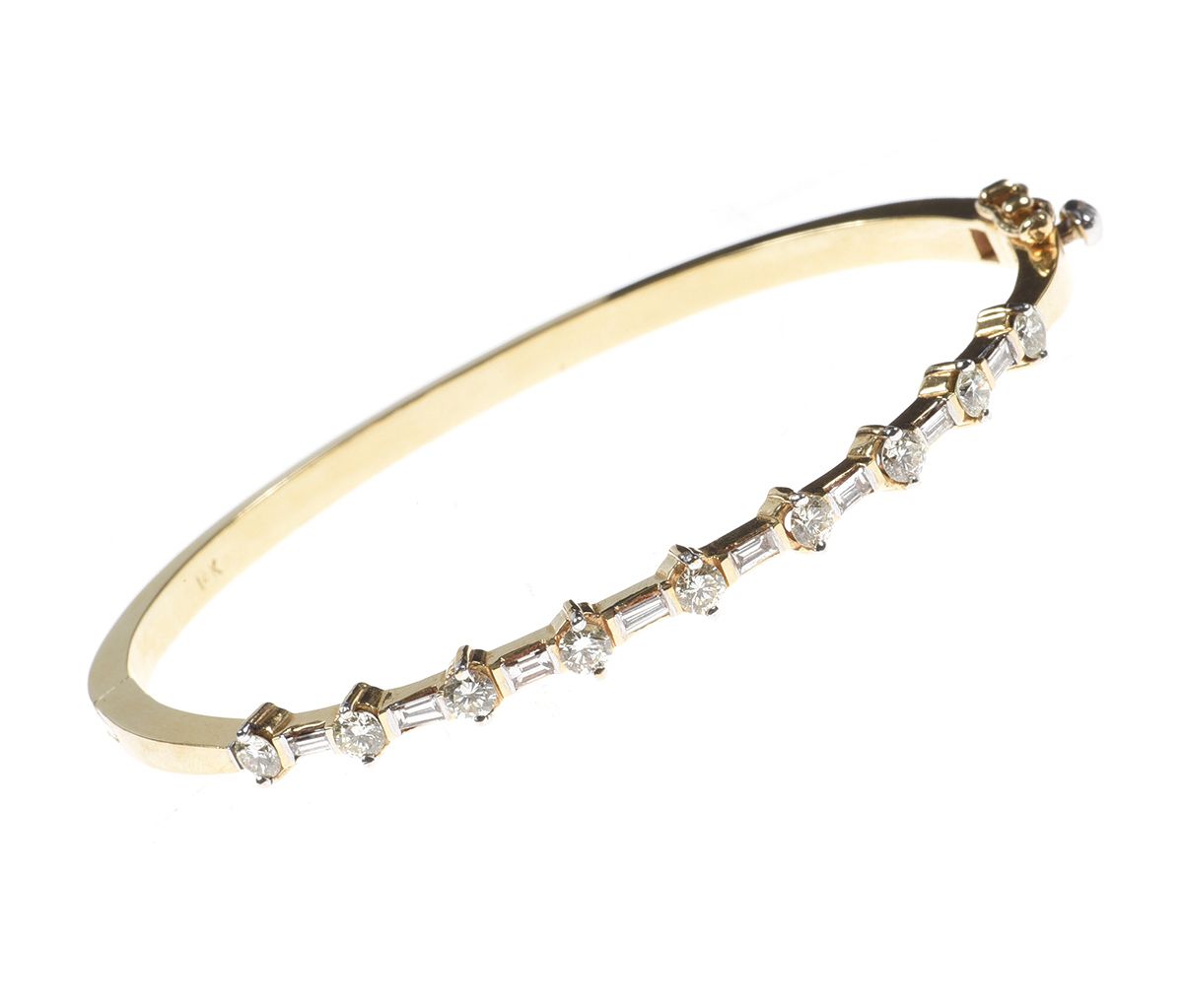 14CT GOLD DIAMOND BANGLE at Ross's Online Art Auctions