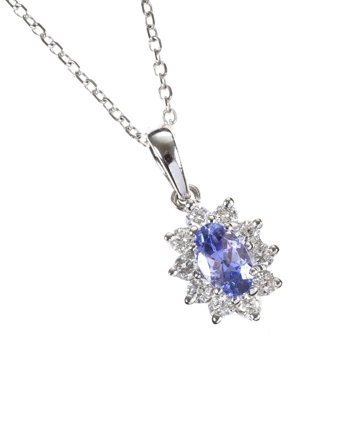 18CT WHITE GOLD TANZANITE & DIAMOND NECKLACE at Ross's Online Art Auctions