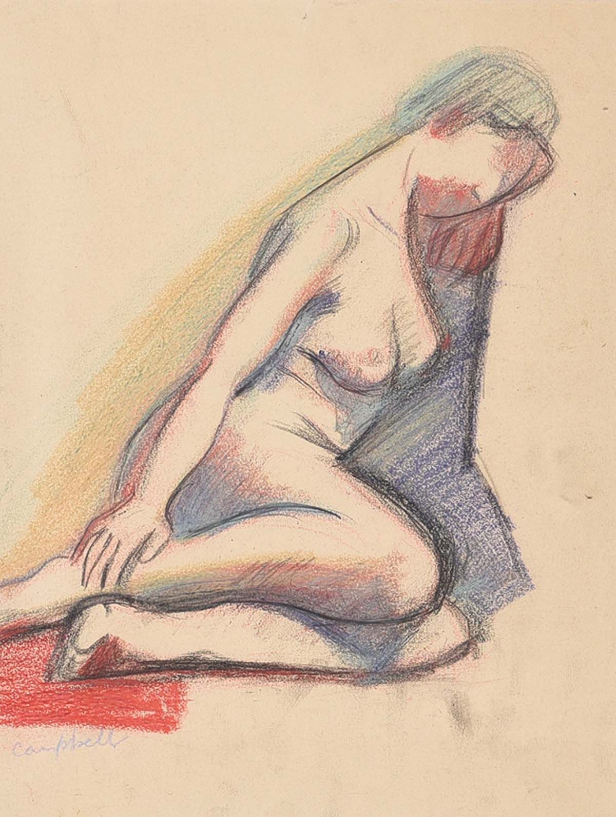 SEATED FEMALE NUDE STUDY by George Campbell RHA RUA at Ross's Online Art Auctions