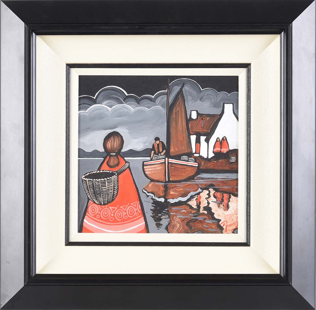 UNLOADING THE FISHING BOAT, DARK SKY SERIES by J.P. Rooney at Ross's Online Art Auctions