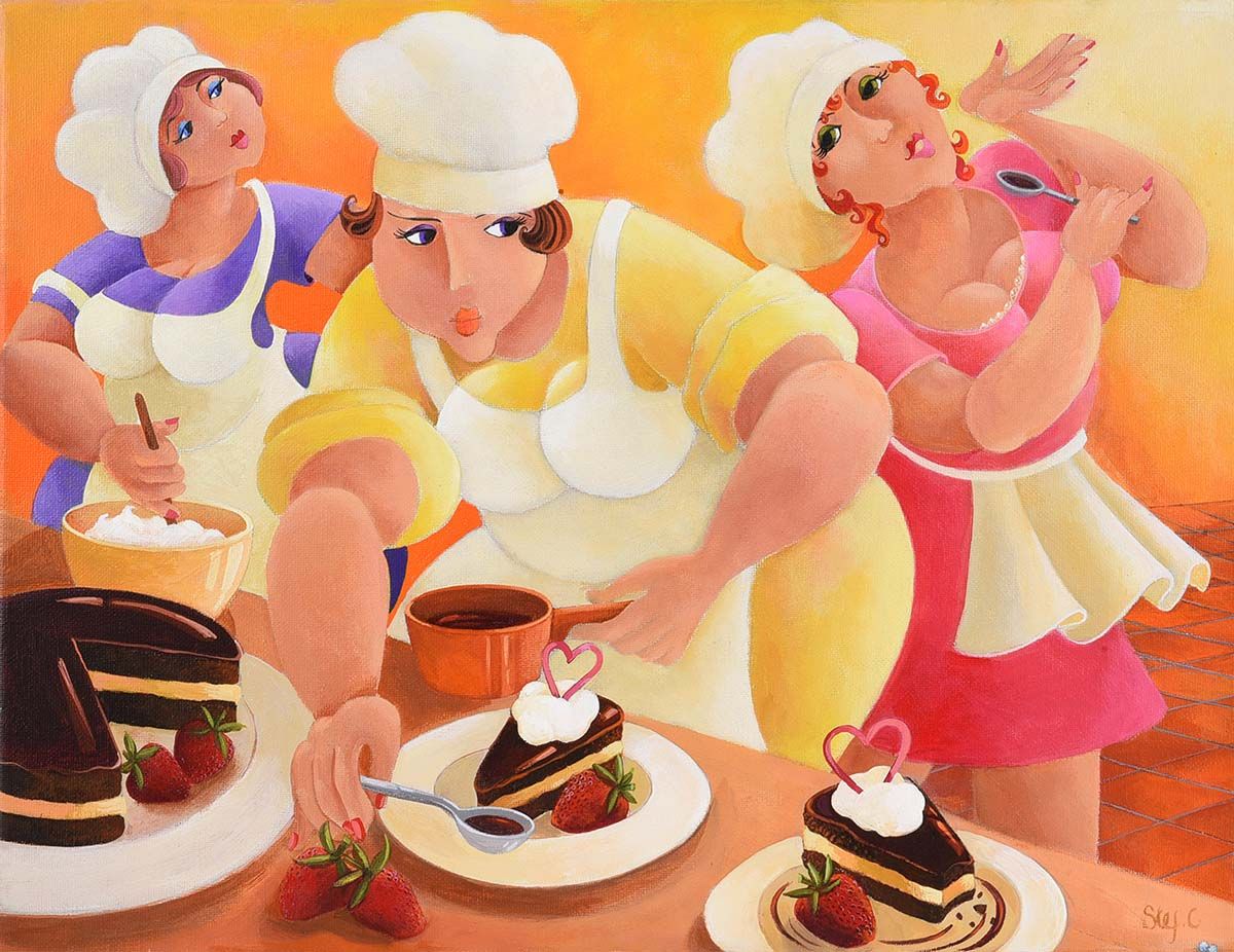 THREE BAKERS by Stef Callaghan at Ross's Online Art Auctions