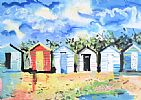 BEACH HUTS by Kenny Hayes at Ross's Online Art Auctions
