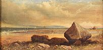 ROCKS ON THE BEACH by James Howard Burgess RHA at Ross's Online Art Auctions