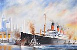 RMS AQUITANIA by John Ginn at Ross's Online Art Auctions