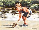 FEEDING THE DUCK by Jenny Davidson at Ross's Online Art Auctions