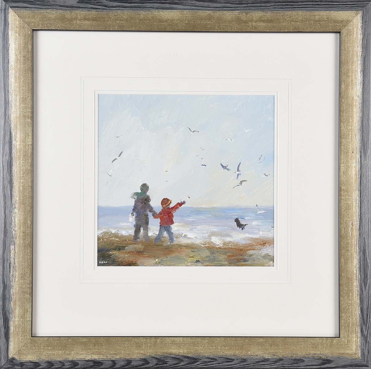 FEEDING THE GULLS, SEAPARK, HOLYWOOD by Tom Kerr at Ross's Online Art Auctions