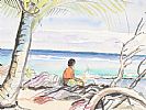 SITTING BY THE BEACH by Olive Henry RUA at Ross's Online Art Auctions