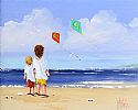 FLYING KITES ON THE BEACH by Michelle Carlin at Ross's Online Art Auctions