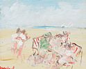 DECK CHAIRS ON THE BEACH by Marie Carroll at Ross's Online Art Auctions