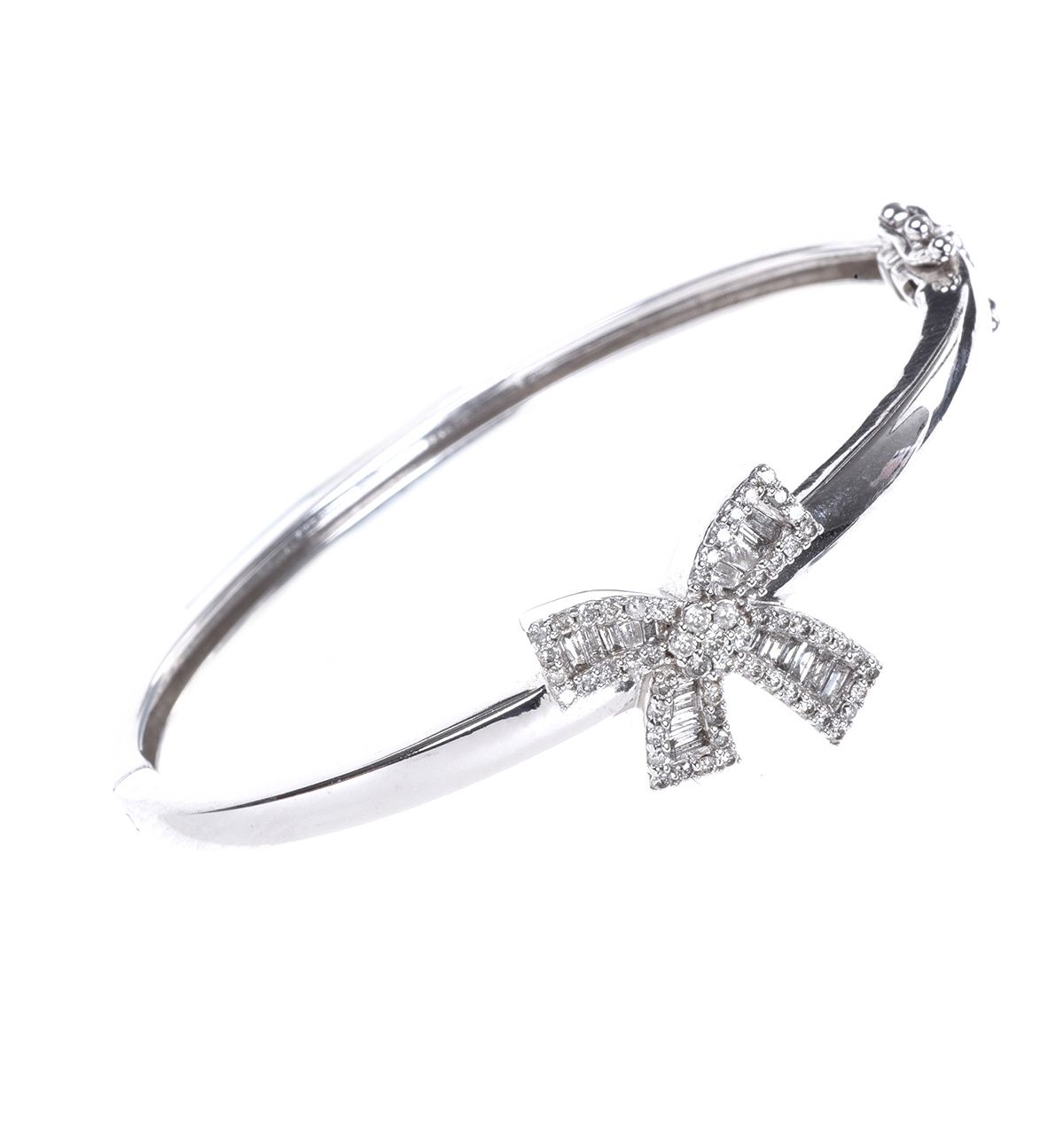 9CT WHITE GOLD DIAMOND CHILD'S BANGLE at Ross's Online Art Auctions