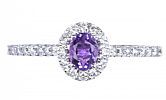 9CT WHITE GOLD AMETHYST & DIAMOND RING at Ross's Online Art Auctions