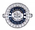 18CT WHITE GOLD SAPPHIRE & DIAMOND TARGET RING at Ross's Online Art Auctions