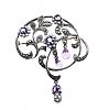VICTORIAN STERLING SILVER AMETHYST, SEED PEARL & MARCASITE BROOCH at Ross's Online Art Auctions