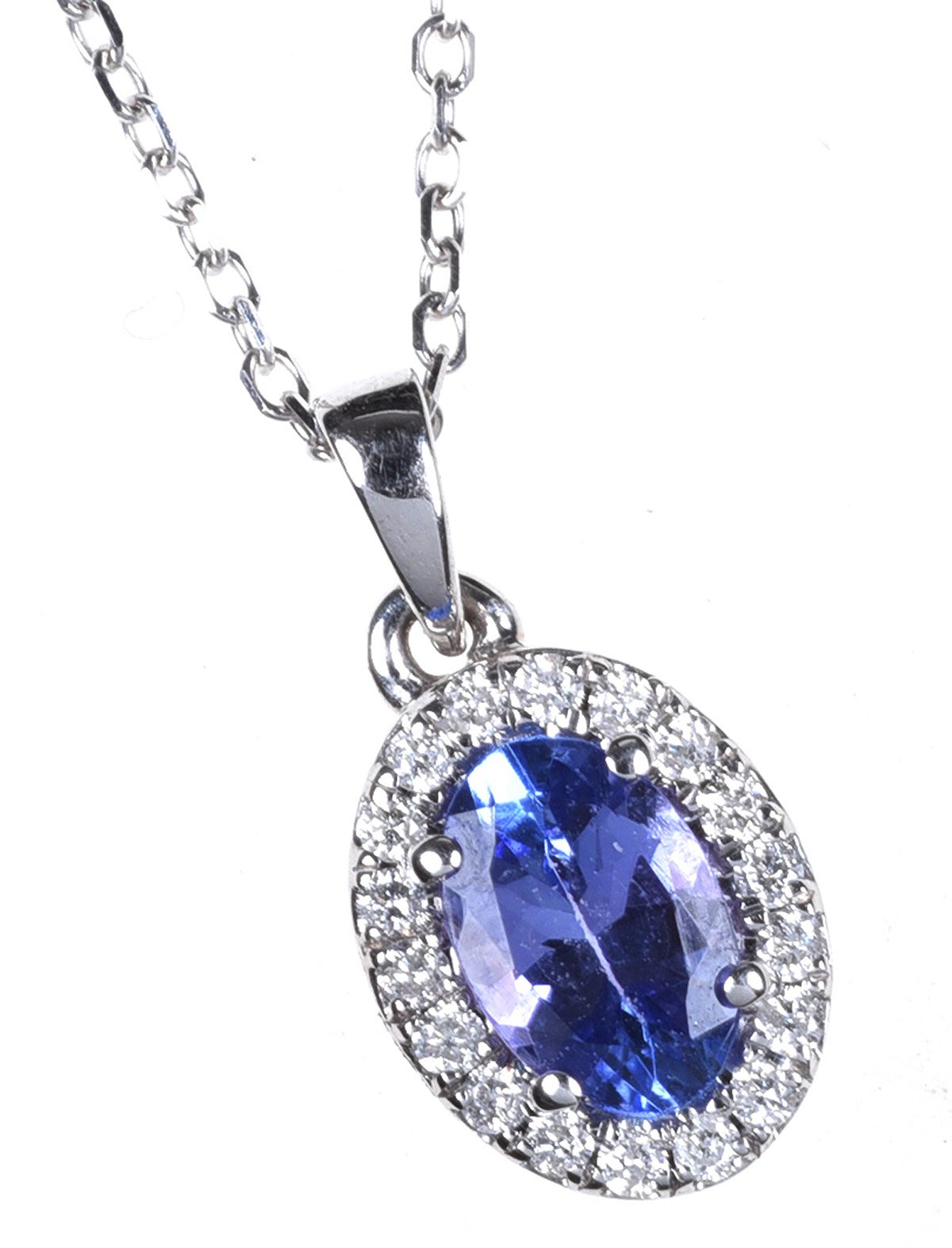 18CT WHITE GOLD TANZANITE & DIAMOND NECKLACE at Ross's Online Art Auctions