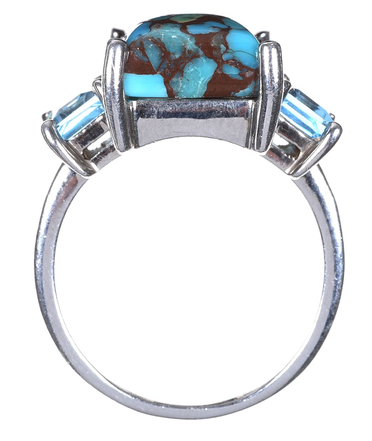 STERLING SILVER TURQUOISE & TOPAZ RING at Ross's Online Art Auctions