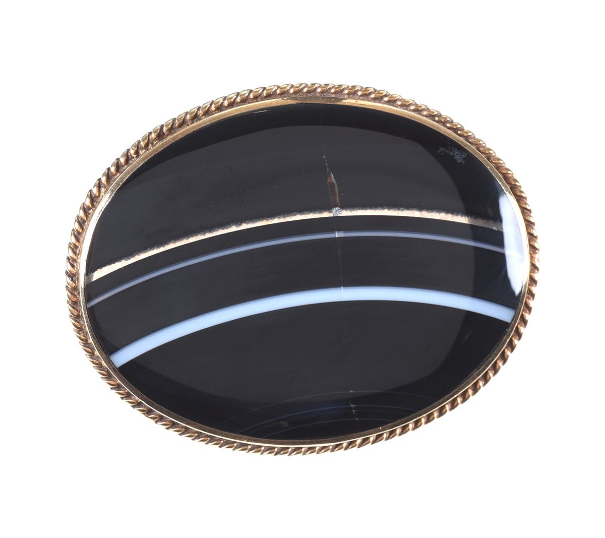9CT GOLD ONYX-AGATE BROOCH at Ross's Online Art Auctions